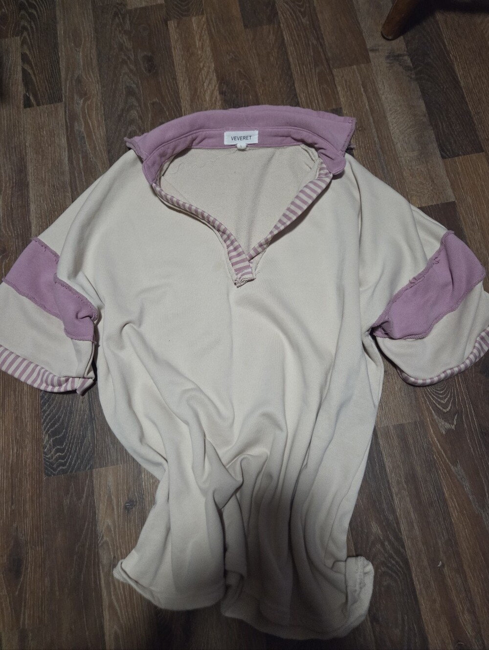Cream and Mauve Polo-Style Women's Top